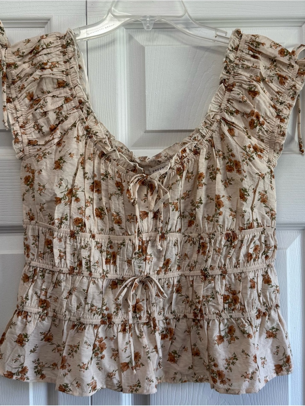 Romantic Fiona Floral Tie Top Blu Pepper Large NWT - Picture 2 of 4